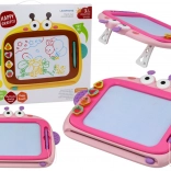 Magnetische Zeichentafel, 4 Farben mit Löschfunktion und 4 Stempeln – rosa