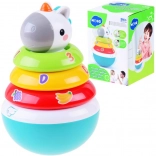 Bunte Stapelspielzeug mit Rassel und Einhorn