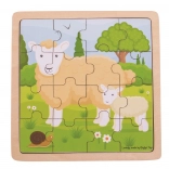 Holzrahmenpuzzle Schaf mit Lamm BIGJIGS TOYS, 18 Teile