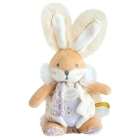 Doudou Kuschelhase mit Rassel und Schnullerhalter, 21 cm, weiß