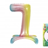 Folienballon Zahl 7 Regenbogen 80 cm