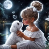 Diamantmalerei Mädchen mit Hund 30x40cm