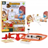 Familienspiel Zeichnen und Erraten eines Bildes - Zeichnen mit der Nase