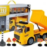 Bausatz Lastwagen mit Verkehrsschildern und Lichtern 1:14 Gelb