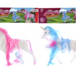 Einhorn mit Zubehör – bunter Velours-Pony mit Kamm und Haarspange