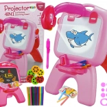 Beidseitige Zeichentafel mit Projektor – Rosa