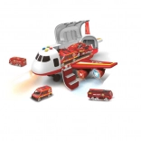 Feuerlöschflugzeug mit Frachtraum und 3 Autos