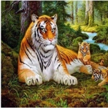 Norimpex Diamant-Malerei Tigerfamilie mit Jungen 30x40 cm