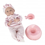 Babypuppe im rosa Strampler 40 cm mit Zubehör