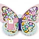 Pastellfarbene Holzperlen in Schmetterlingsform