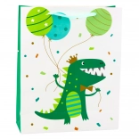 Geschenktasche Dinosaurier mit Luftballons 32 x 26 x 10 cm