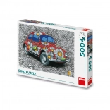 Gemaltes Puzzle Auto mit Blumenmotiv 500 Teile