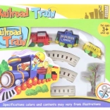 Eisenbahn-Set mit Aufzieh-Lokomotive und 2 Waggons