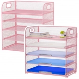 Metallischer rosa Schreibtisch-Organizer