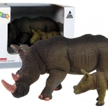 Set mit 2 Figuren Nashorn mit Jungtier – Serie Tiere der Welt