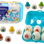 Farbset von sechs geometrischen Dino-Eiern