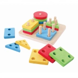 Bigjigs Baby Holz-Steckspiel und Stapelspiel mit bunten Formen auf Steckstiften