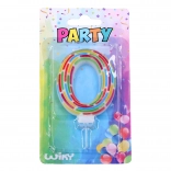 Partykerze Zahl 0 mit Streifen