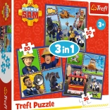 Puzzle 3-in-1 Tag mit Feuerwehrmann Sam