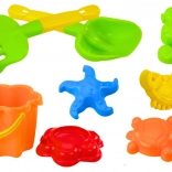 Set aus Sandspielzeug mit Eimer, Sieb und Förmchen, 8 Teile
