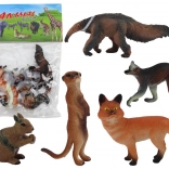 Tierfiguren Set 5 Stk.: Eichhörnchen, Erdmännchen, Ameisenbär, Fuchs, Lemur