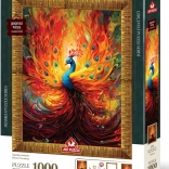 Puzzle mit Rahmen und Kleber Bunter Pfau 1000 Teile