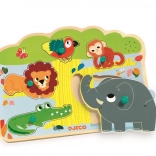 Einlegepuzzle Dschungeltiere mit Klängen Djeco