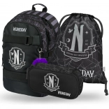 Schulset Baagl Wednesday: Rucksack, Federmäppchen und Beutel