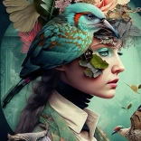 Diamantmalerei Mädchen mit Vogel 30x40 cm