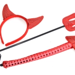 Teuflisches Karnevalsset mit Ohren, Schwanz und Dreizack