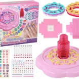 Rosa Kindermaniküre-Set mit Tips, Aufklebern und Glitzersteinen