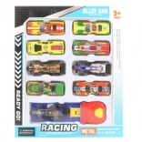 Set aus Metall-Spielzeugautos mit Abschussbasis