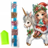 Diamantmalerei auf Leinwand Weihnachts-Elf 23 × 30 cm