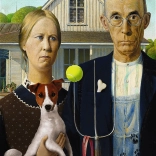 Puzzle 500 Teile American Gothic Hunde-Edition