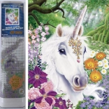 Diamantmalerei Einhorn in Blumen 30 × 40 cm