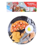 Set aus Plastiklebensmitteln mit Tablett für Kinder