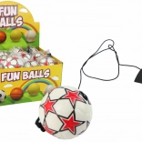 Fußball-Jojo-Ball an Gummischnur 6 cm – weiß mit Sternchen