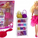 Puppe Lucy mit rosa glitzerndem Kleid und Schuhset