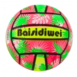 Gummiball klar mit Blättermotiv rosa‑grün 24 cm