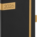 Taschenkalender Schwarz-Gold Twill 2026