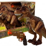 Interaktiver Tyrannosaurus Rex mit Dampf, Lichtern und Geräuschen + Pistole