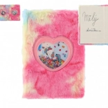 plüschiges Regenbogen-Notizbuch mit Einhorn, Motivmix