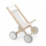 Puppenwagen aus Holz – Naturholz, Textilsitz