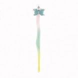 Haarspange Flocke mit Regenbogenzopf und Schleife