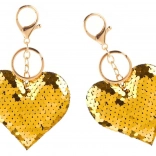 Schlüsselanhänger Herz mit zweifarbigen Pailletten in Silber und Gold