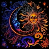 Diamant-Malerei Sonne und Mond 30x40 cm