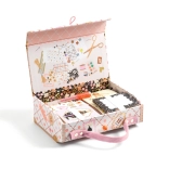 Kinderkoffer mit Set aus Briefpapier und Aufklebern TINOU rosa