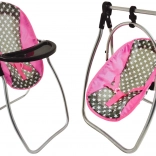 Schaukel und Hochstuhl für Puppen Alice mit Sternenmuster, grau-rosa