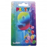 Partykerze Nummer 9 Regenbogen