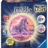 RAVENSBURGER Leuchtender 3D Puzzle-Ball Pferd am Strand, 72 Teile